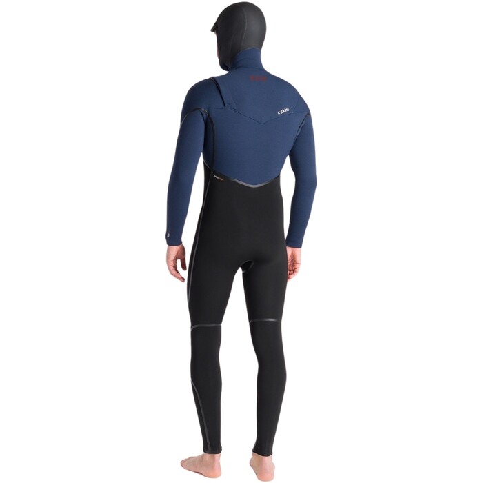 2024 C-Skins Mens NuWave Wired 5/4mm Chest Zip Hooded Wetsuit C-NWI54MH - Black / Bluestone x / Rust